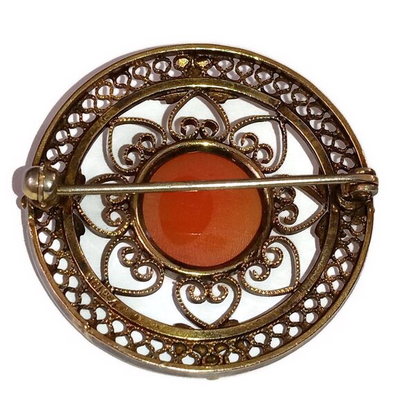 Romantic 1/20 12K Gold Filled Filigree Cameo Brooch - Picture 4 of 7